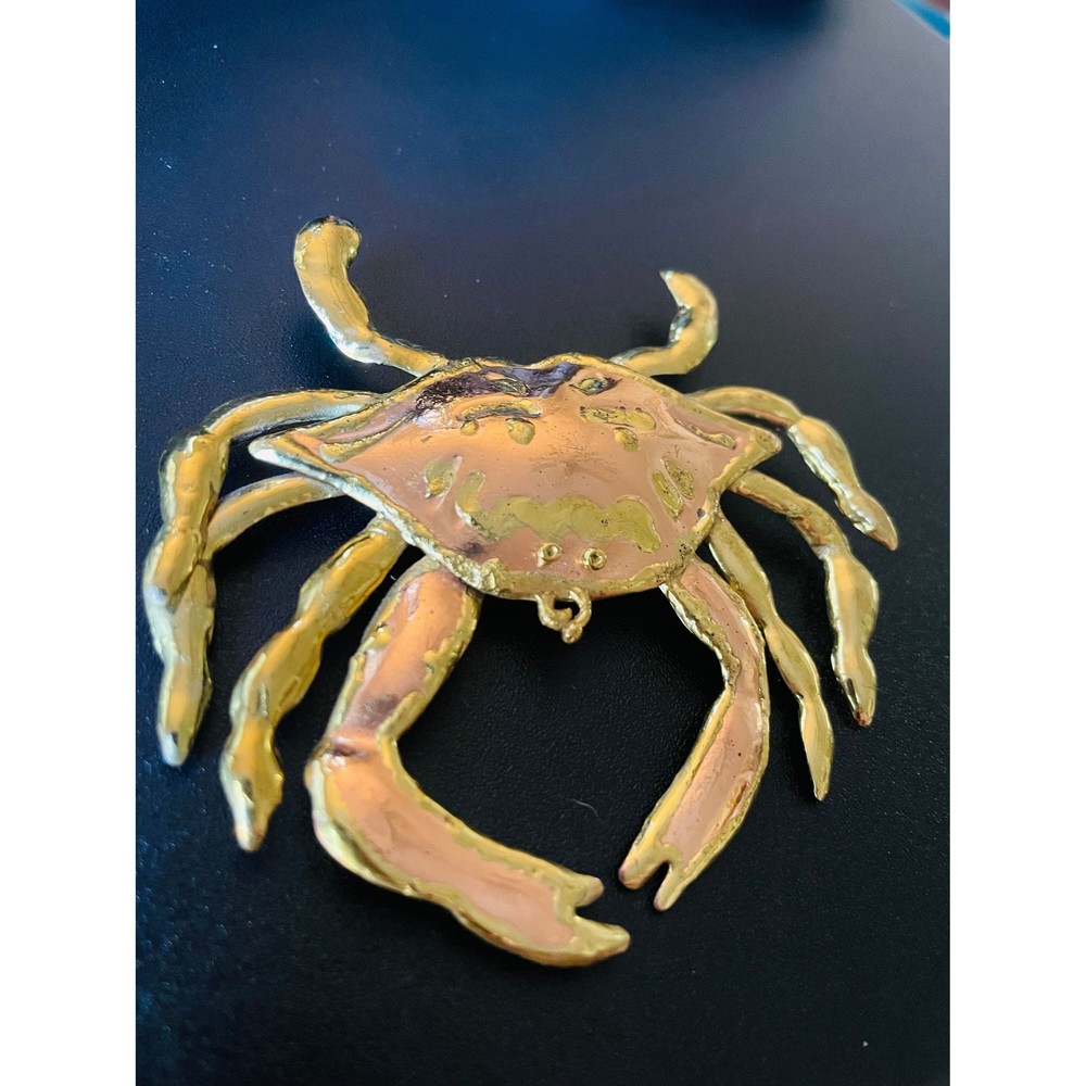 Large Vintage Gold Copper Crab Brooch